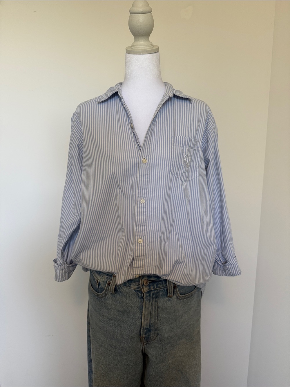 Lauren By Ralph Lauren Women’s Blue Stripe Button-Up Shirt